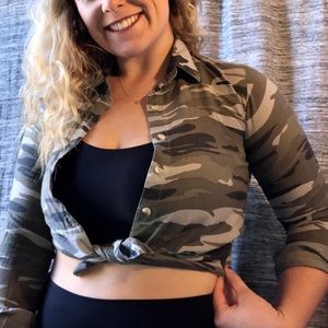 Camo Button Up Top
